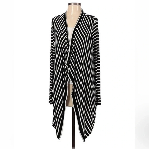 BCBGMAXAZRIA Striped Angela Long Sleeve Open Front Drape Cardigan Size XXS - Picture 1 of 2